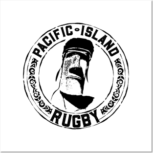 Easter Island Head Rugby Fan - White Text Posters and Art